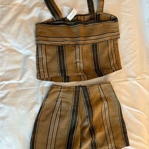 Banana Republic Brown and Black Striped Dress